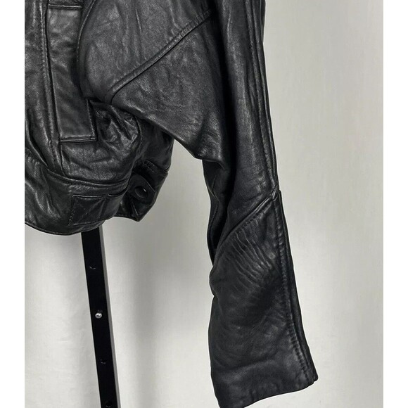 Vintage 90s Cropped Leather Jacket Small Moto Saks Designer Studio Luis Alvear - Picture 6 of 7